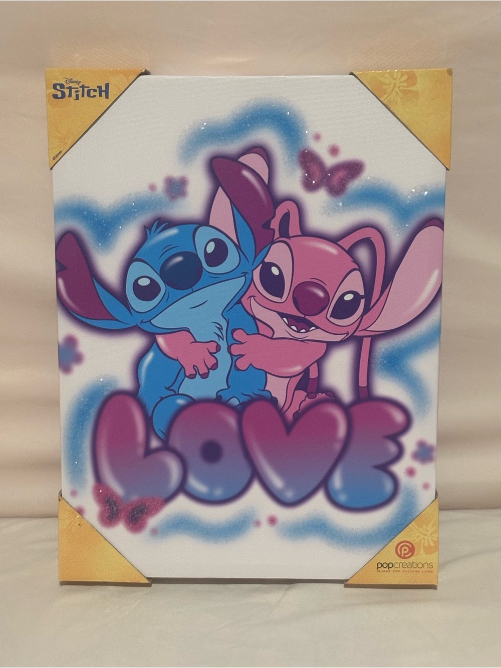 Disney Blue & Pink Stitch 'LOVE' Wall Art